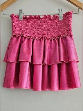 Flowers by Zoe Pink Smocked Ruffle Mini Skirt Size XL